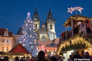 PRAGUE,CZECH REPUBLIC-JAN 05, 2013: famous Christmas market on Old Town Square, UNESCO, Prague, Czech republic.